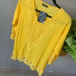 NWT Yellow ANJLI peasant top